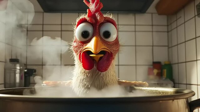 A cute cartoon Santa with a funny face and a festive hat brings holiday fun to the kitchen during the Christmas season