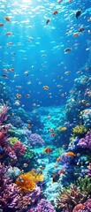 Fototapeta premium A majestic coral reef teeming with marine life and colorful fish in the tropical sea , marine life, nature, fish