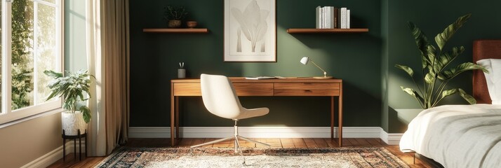 Serene Green Bedroom Workspace