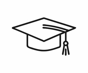Simple black graduation cap icon for educational themes.