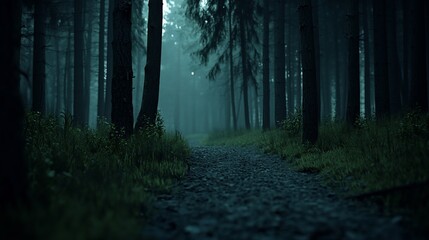 Fototapeta premium Misty forest path.