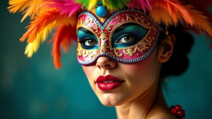 Obraz premium close-up portrait of a girl in a carnival costume