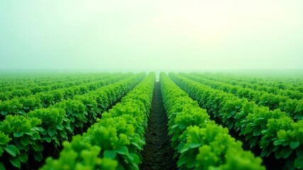 a field with neat rows of planted greenery