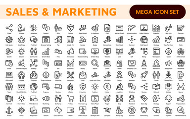 Sales and Marketing Icon Set. A dynamic collection of icons designed to enhance branding, promotions, and customer engagement, perfect for marketing materials and business applications.