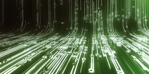 Digital Flow: Abstract digital lines flow dynamically, creating a visually stunning representation of data streams and technological advancements.