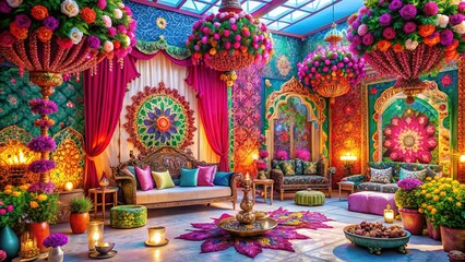 Bohemian Wedding Pattern Background - AI Art