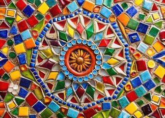 Obraz premium Decorative Mosaic Tile Shard Art - Detailed, Bright Colors