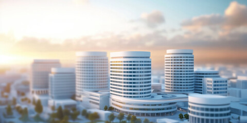 Obraz premium Massing, Futuristic tech hub design concept showcasing unique massing and high fidelity rendering.