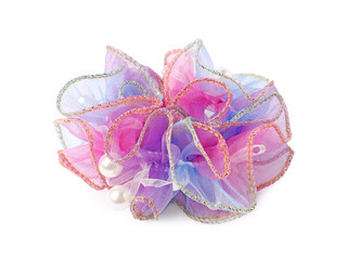 One beautiful colorful hair scrunchie isolated on white
