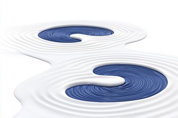 Obraz premium Abstract Blue and White Ripples Forming Yin Yang Symbol on Smooth Surface