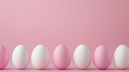 Pastel Pink and White Easter Eggs on Pink Background