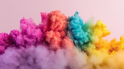 Rainbow Powder Explosion on Pink Background
