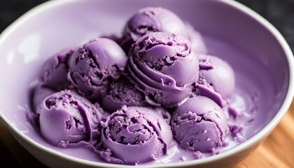 Homemade Purple Japanese Ube Ice Cream in a Bowl