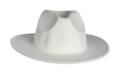 Stylish hat in air isolated on white