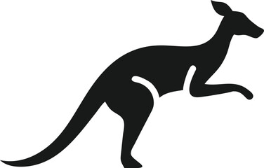 Simple Silhouette of a Kangaroo in a Dynamic Pose