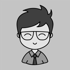 Man character face avatar in glasses vector icon