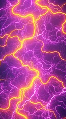 Electric Energy: A mesmerizing display of electric energy, with vibrant neon lightning bolts dancing across a purple and yellow textured background.