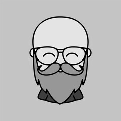 Bald beard man in glasses vector icon