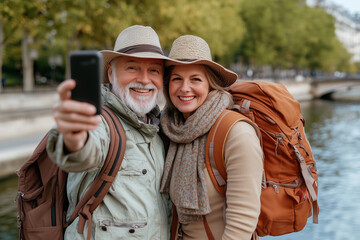 노인 부부의 세계여행히거 세카를 직고있습니다, 행복한 노후의 여행. An elderly couple's world travel is coming to an end, a happy retirement trip.