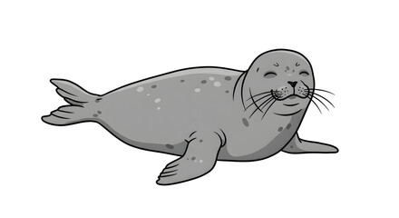 Fototapeta premium Cartoon Illustration of a Happy Seal
