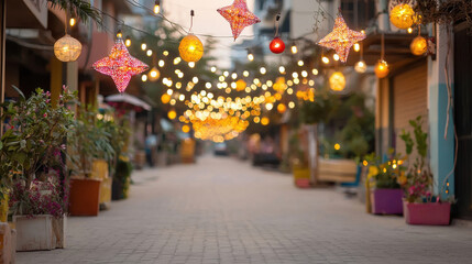 diwali decoration with lighting on street