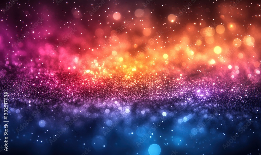 Aufkleber abstract background with vibrant colors, glittering particles, and bokeh lights. multicolored lights