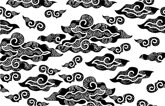 The Mega Mendung motif is a distinctive batik pattern from West Java, Indonesia, characterized by curved lines resembling clouds. This design has evolved over time, incorporating various artistic inte