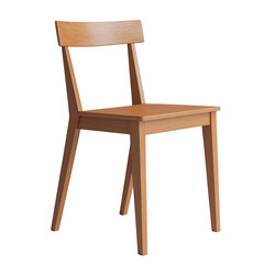 A simple wooden chair with a classic, sturdy design, isolated on a transparent background, PNG,  for versatile use in design projects