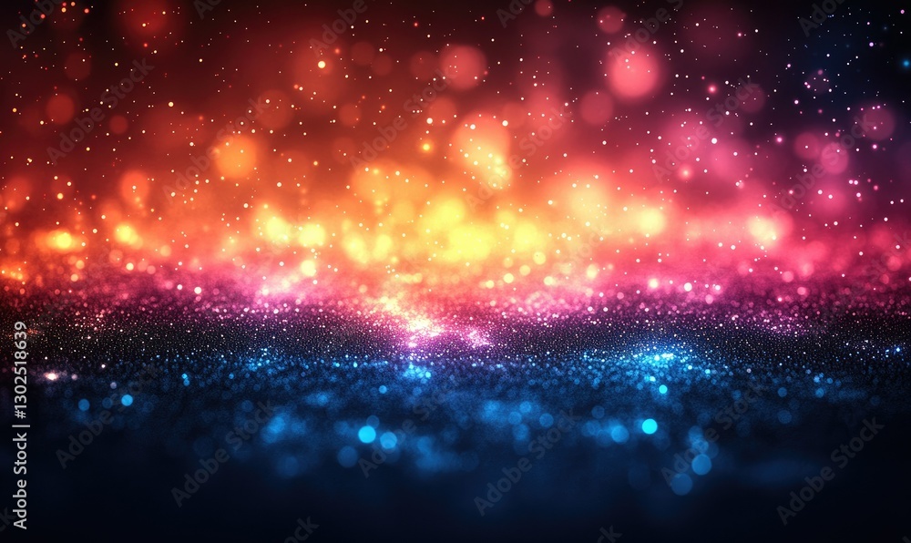 Aufkleber vibrant multicolored abstract background with sparkling glitter effect, glowing particles and bokeh 