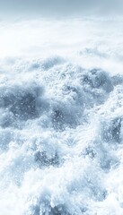 Naklejka premium A fierce mountain blizzard snow swirling amidst icy winds shaping a harsh, pale blue landscape