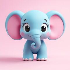 Fototapeta premium 3D cartoon a cute baby elephant