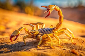 Fototapeta premium Desert Scorpion Ready to Strike: Rule of Thirds Composition Stock Photo