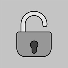 Unlock icon. Security, safety, encryption, privacy concept