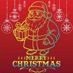 Santa claus with gifts outline illustration. 