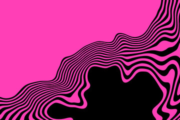 Pink curved line stripe moving wave on black background. Eps 10