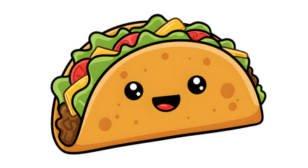 Cute Cartoon Taco Character Illustration