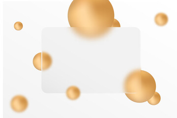 Vector image of a morphism glass table with a transparent rectangle and golden spheres on a blue background. Eps 10