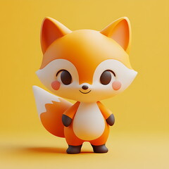 3D render of a cute fox character