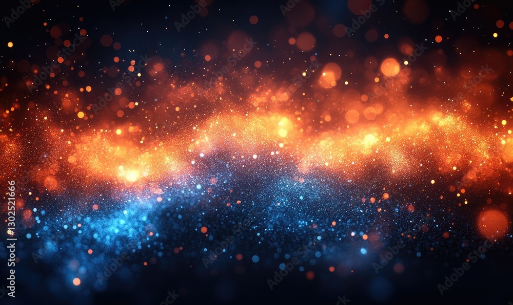 Aufkleber abstract background featuring a dynamic interplay of orange and blue light particles. the image evok