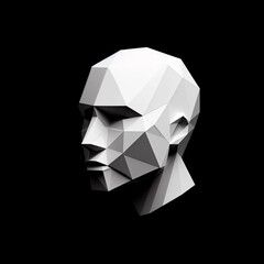 a white-headed object with neat lines and geometric shapes placed on a black background