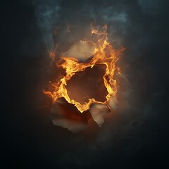 Burning Hole Fiery Inferno Dramatic Smoke Image