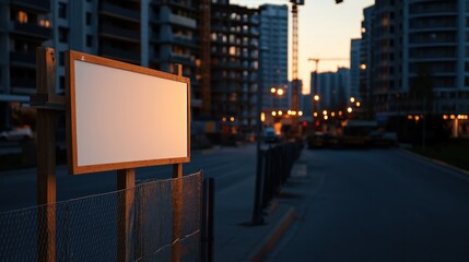Obraz premium Empty Signboard at Construction Site Dusk