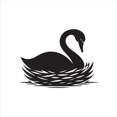Bird's nest black swan vector illustration