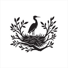 Obraz premium Bird's nest vector illustration of a bird