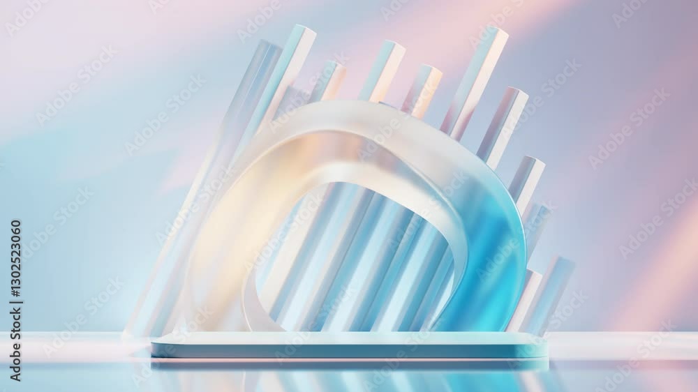 Aufkleber empty stage with creative curve geometries, 3d rendering.