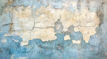 Obraz premium Ancient Blue and Beige Wall Texture: Awe-Inspiring Crackled Surface