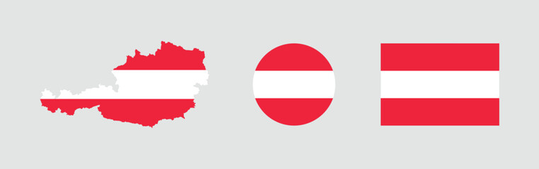 Vector Austria National Flag icon collection. Flag set of Austria various styles.
