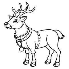 Fototapeta premium Hand drawn outline reindeer illustration