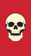 Obraz premium Minimalist Skull Vector Illustration on Red Background for Graphic Design and Branding