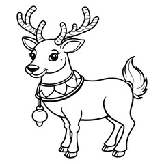 Fototapeta premium Hand drawn outline reindeer illustration